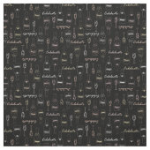 Tissu Célébrations de Champagne en noir (Échantillon)