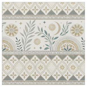Tissu Céleste Botanique Folk Art Motif sans couture