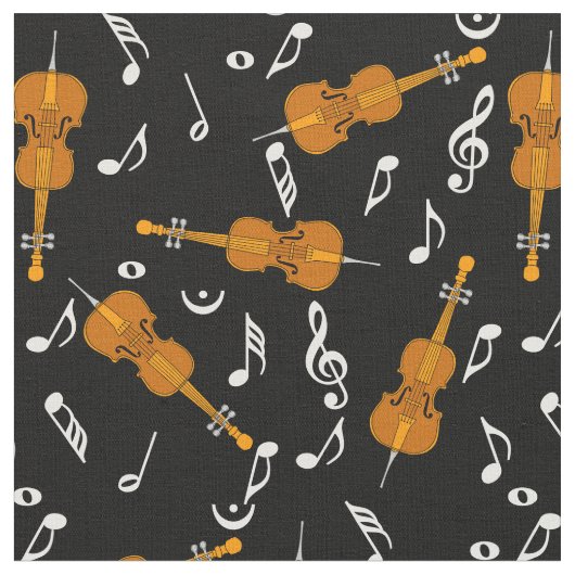 Tissu Cellos Music Notes Motif (Fermer)