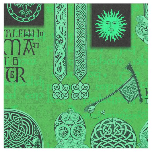 Tissu Celtic Gryphon et vert vert de Kells (Fermer)