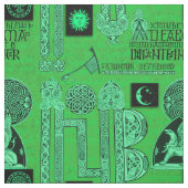 Tissu Celtic Gryphon et vert vert de Kells (Échantillon)