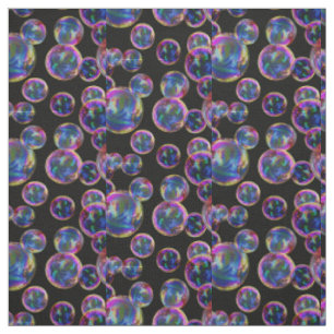 Tissu Cercle, coloré, bulles arc-en-ciel, points en noi