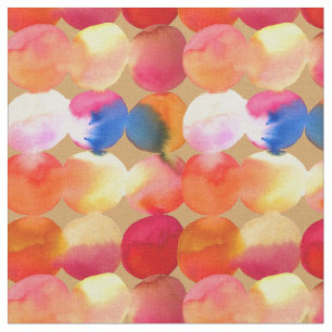 Tissu Cercle d'aquarelle motif Art abstrait couleur chau