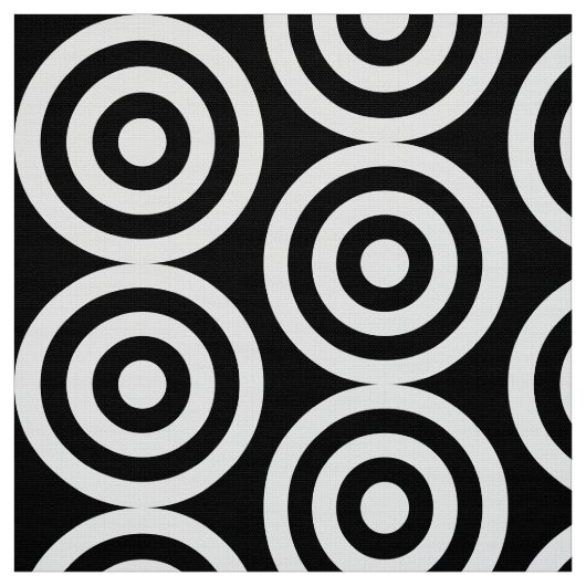 Tissu Cercles concentrés - Blanc sur Noir (Échantillon)