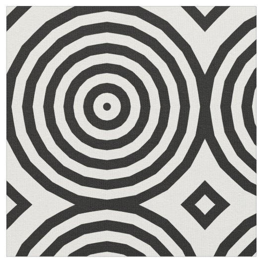 Tissu Cercles concentrés noirs et blancs Illusion optiqu (Fermer)