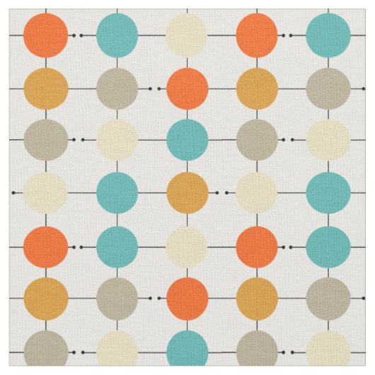 Tissu Cercles de crème Tan orange rétro MCM (Fermer)