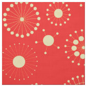 Tissu Cercles Jaune et Corail Modernes (Échantillon)