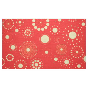 Tissu Cercles Jaune et Corail Modernes