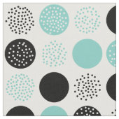Tissu Cercles modernes Points Blanc Black Aqua Fabric (Fermer)