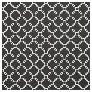 Tissu Cercles modernes rétro-chic blanc Motif sur noir