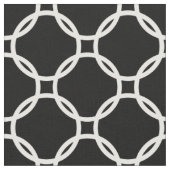 Tissu Cercles modernes rétro-chic blanc Motif sur noir (Fermer)