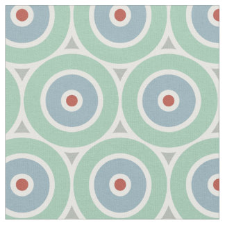 Tissu Cercles nautiques de plage en Rouge, Aqua, Grey