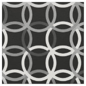 Tissu Cercles, noir, blanc et gris modernes de la moitié (Détail)