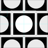 Tissu Cercles noirs et blancs et Carrés (Carreau)