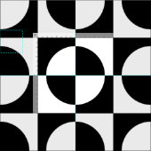 Tissu Cercles noirs et Carré (Carreau)