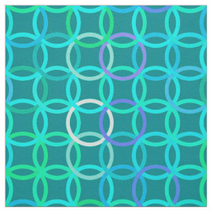 Tissu Cercles, turquoise et aqua modernes de la moitié