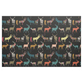 Tissu cerf à motif noir (Fat Quarter)