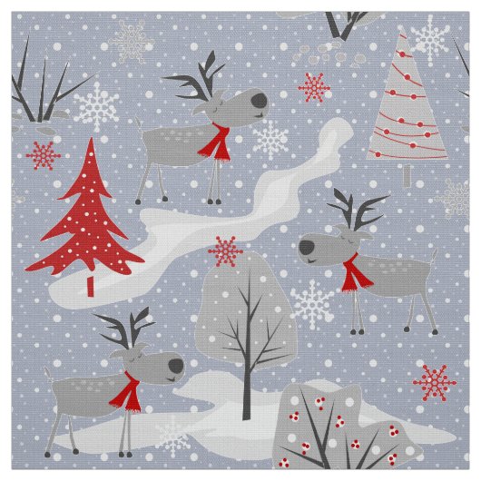 Tissu Cerf de Noël dans la forêt. (Échantillon)