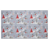 Tissu Cerf de Noël dans la forêt. (Fat Quarter)