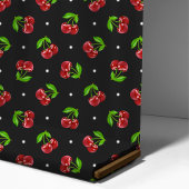 Tissu Cerises à points polka sur le charbon de bois