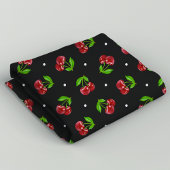 Tissu Cerises à points polka sur le charbon de bois