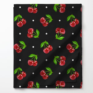 Tissu Cerises à pois sur charbon de bois