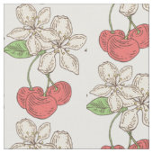 Tissu Cerises et fleurs de cerisier (Fermer)