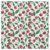 Tissu Cerises rouges sur blanc (Échantillon)
