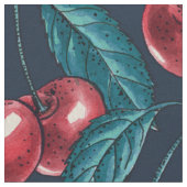 Tissu Cerises rouges sur bleu foncé (Fermer)
