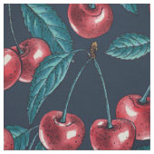 Tissu Cerises rouges sur bleu foncé (Échantillon)