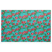 Tissu Cerises rouges sur turquoise (Yard)