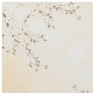 Tissu Cerisier Fleur Beige Crème Asie Floral