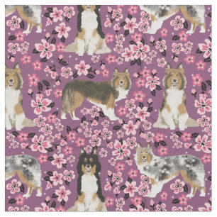 Tissu cerisiers en fleurs de lotte pourpre