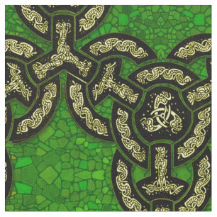 Tissu Chaîne celtique de dragon grande dans vert-foncé