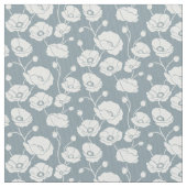 Tissu Champ de pavots blanc sur bleu (fermé)