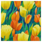 Tissu Champ de tulipes orange et jaune (Fermer)