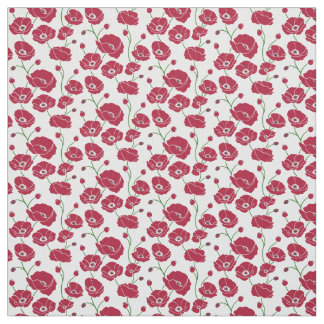 Tissu Champ rouge de pavots