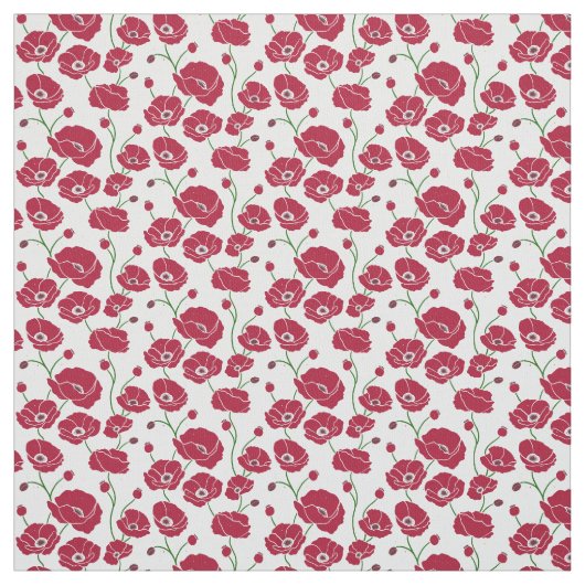 Tissu Champ rouge de pavots (Échantillon)