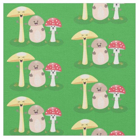 Tissu Champignon mignon kawaii fongue toadstool (Fermer)