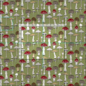 Tissu champignon vert (Carreau)