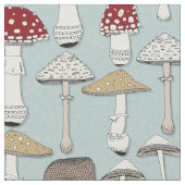 Tissu champignons bleu céladon (Fermer)