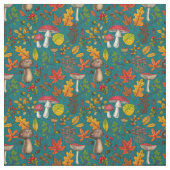 Tissu Champignons d'automne, feuilles, noix et baies sur (Échantillon)