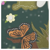 Tissu Champignons et papillons des forêts (Fermer)