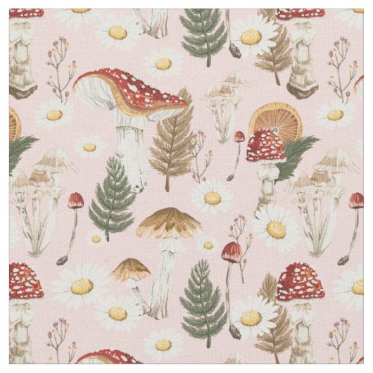 Tissu Champignons floraux (Fermer)