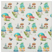 Tissu Champignons, Grenouilles, libellules, papillons (Échantillon)
