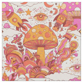 Tissu Champignons psychédéliques et roquettes Trippy rét (Fermer)