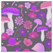 Tissu Champignons psychédéliques rétro violets, roses et (Fermer)