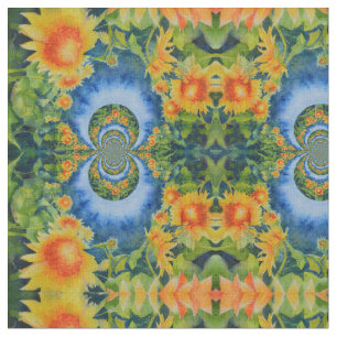 Tissu Champs de tournesol d'aquarelle rétro