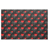 Tissu Chanter Motif de coeur. Coeurs rouges, notes blanc (Fat Quarter)
