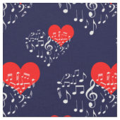 Tissu Chanter Motif de coeur. Notes blanches, contexte d (Fermer)